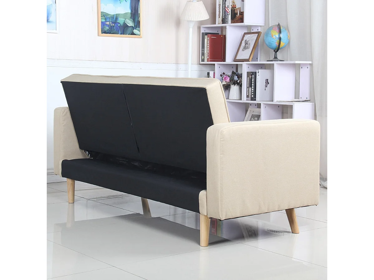 Skandinavisches Schlafsofa "Navya" Beige 3-Sitzer
