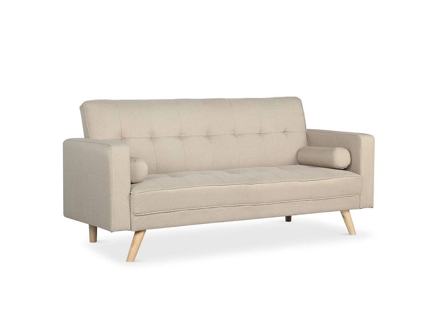 Canapé convertible clic-clac 3 places en microfibre beige NAVYA