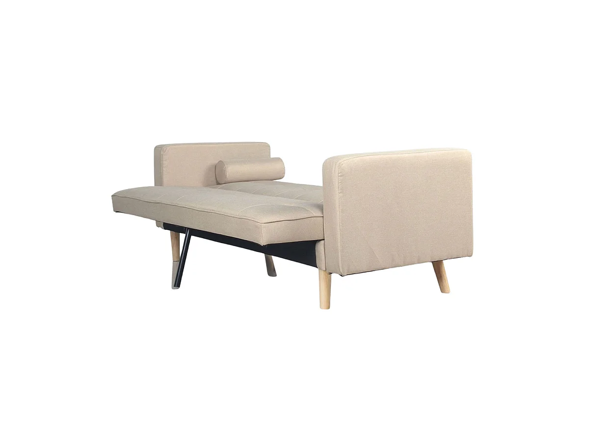 Canapé convertible clic-clac 3 places en microfibre beige NAVYA