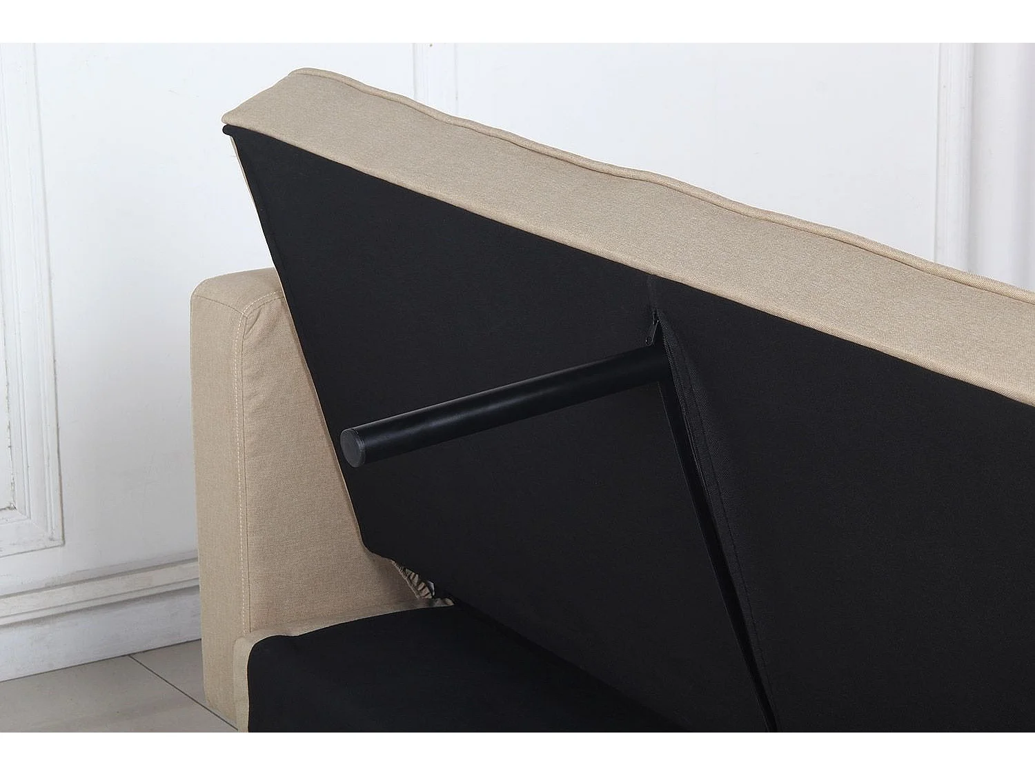 Canapé convertible clic-clac 3 places en microfibre beige NAVYA
