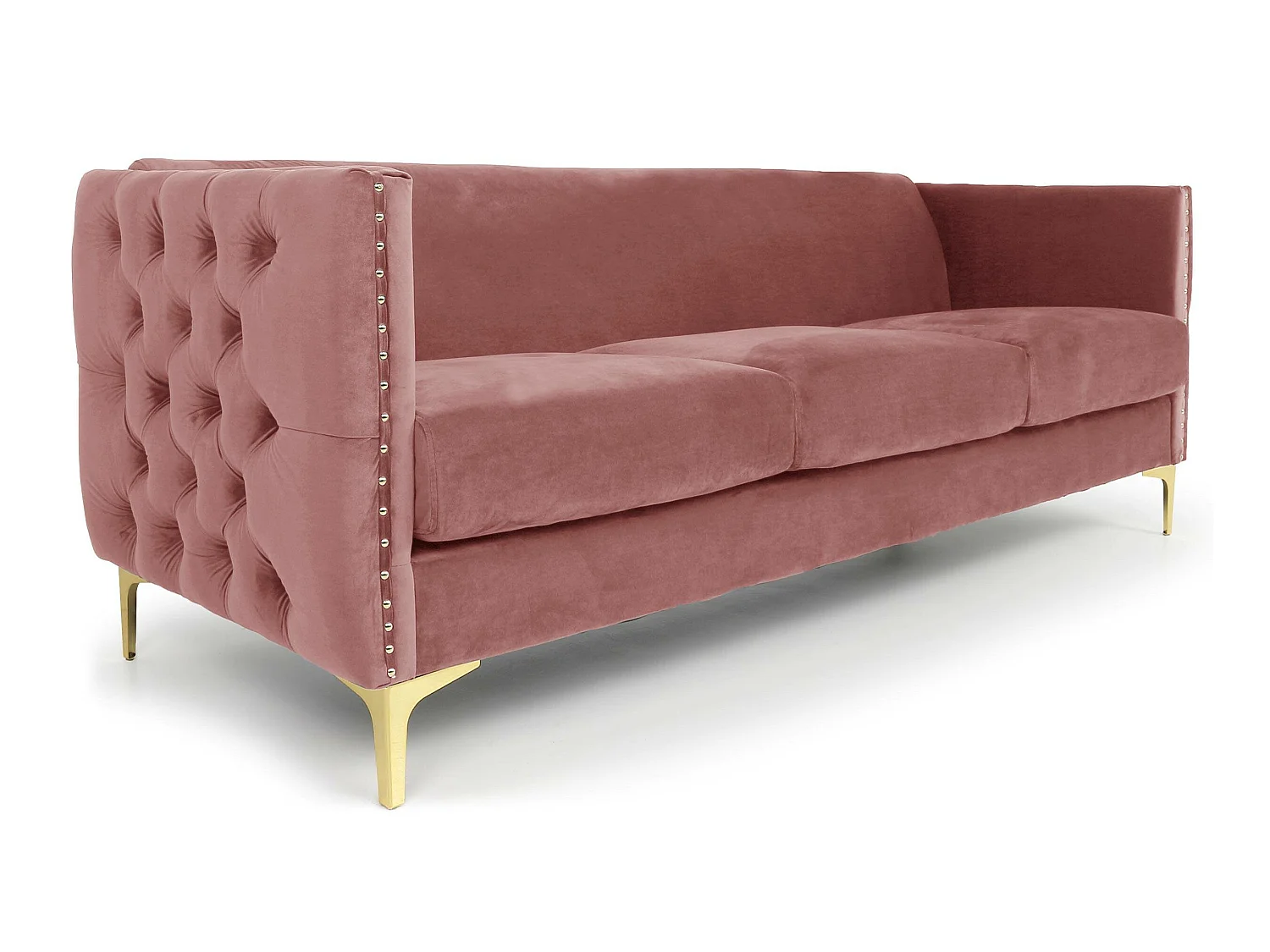 Canapé 3 Places en Velours "Suez" 204cm Rose