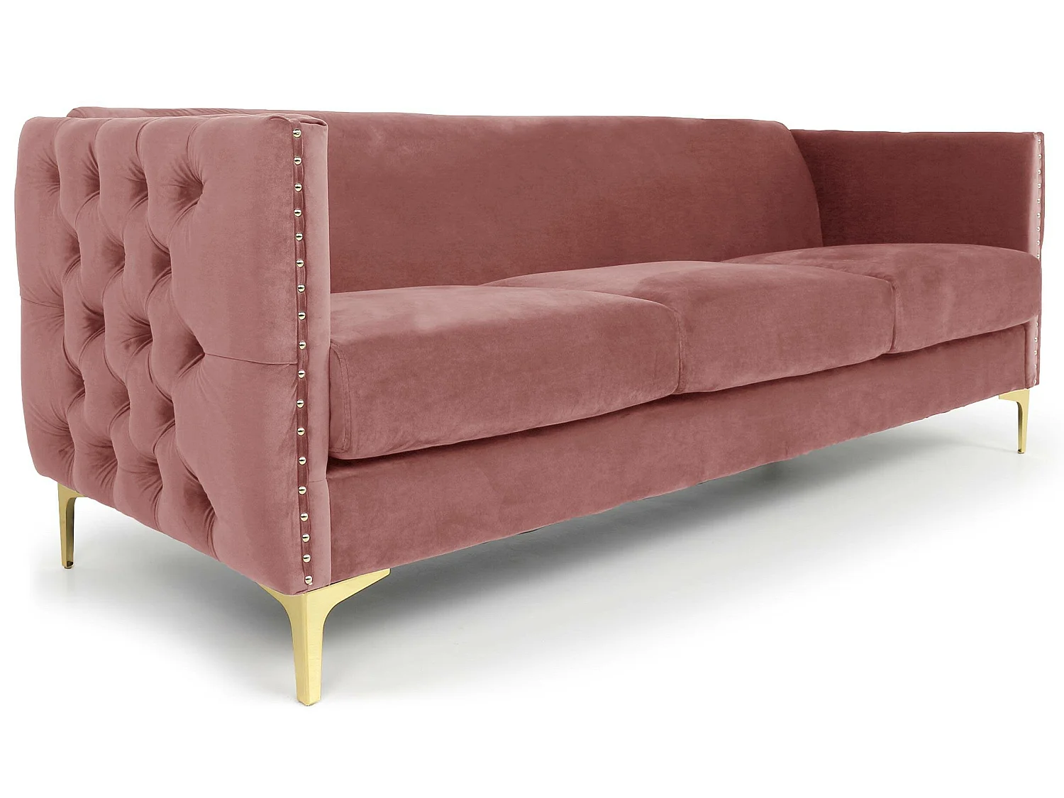 Canapé 3 Places en Velours "Suez" 204cm Rose