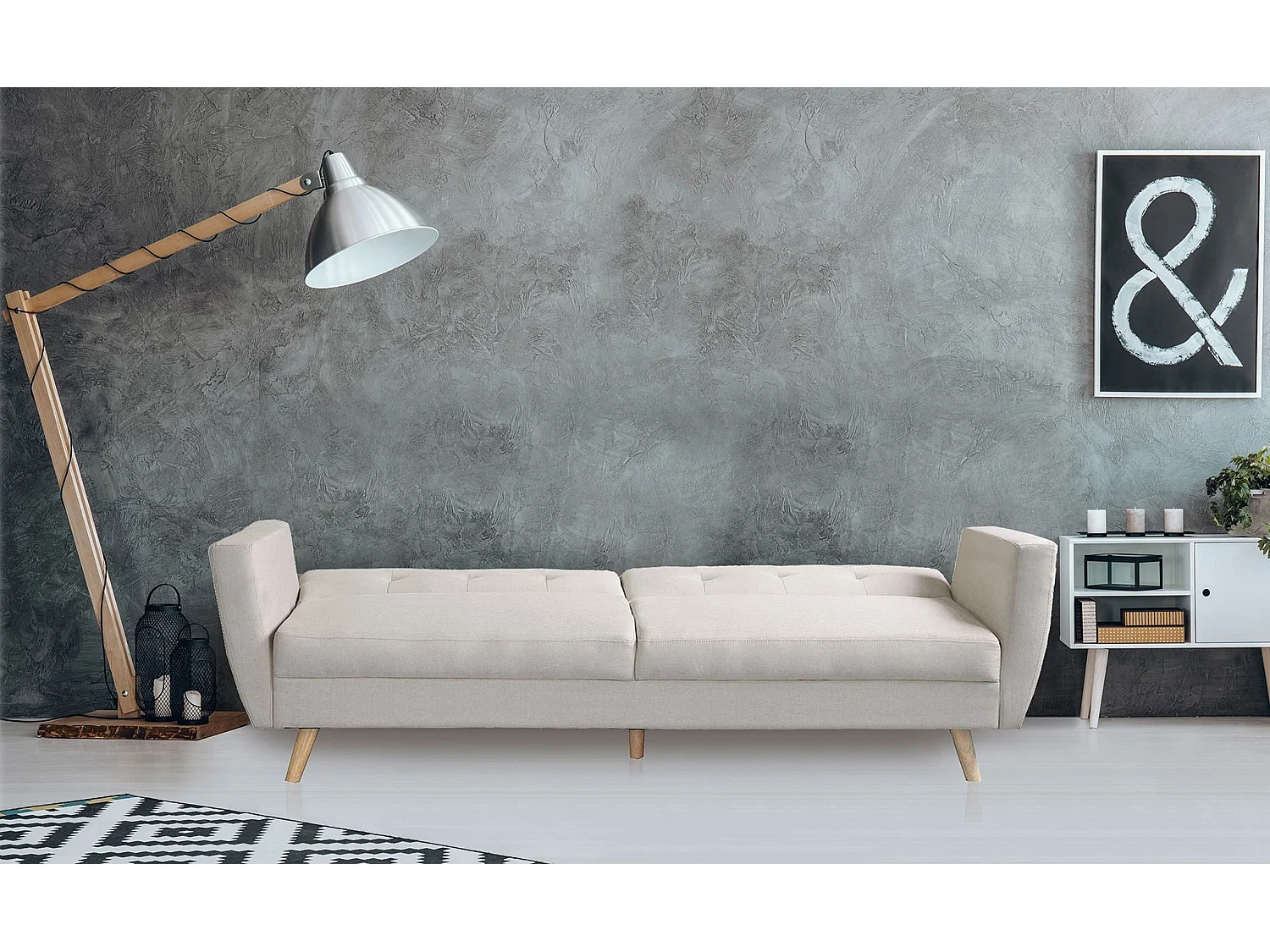 Canapé Scandinave Convertible "Garry" 220cm Beige