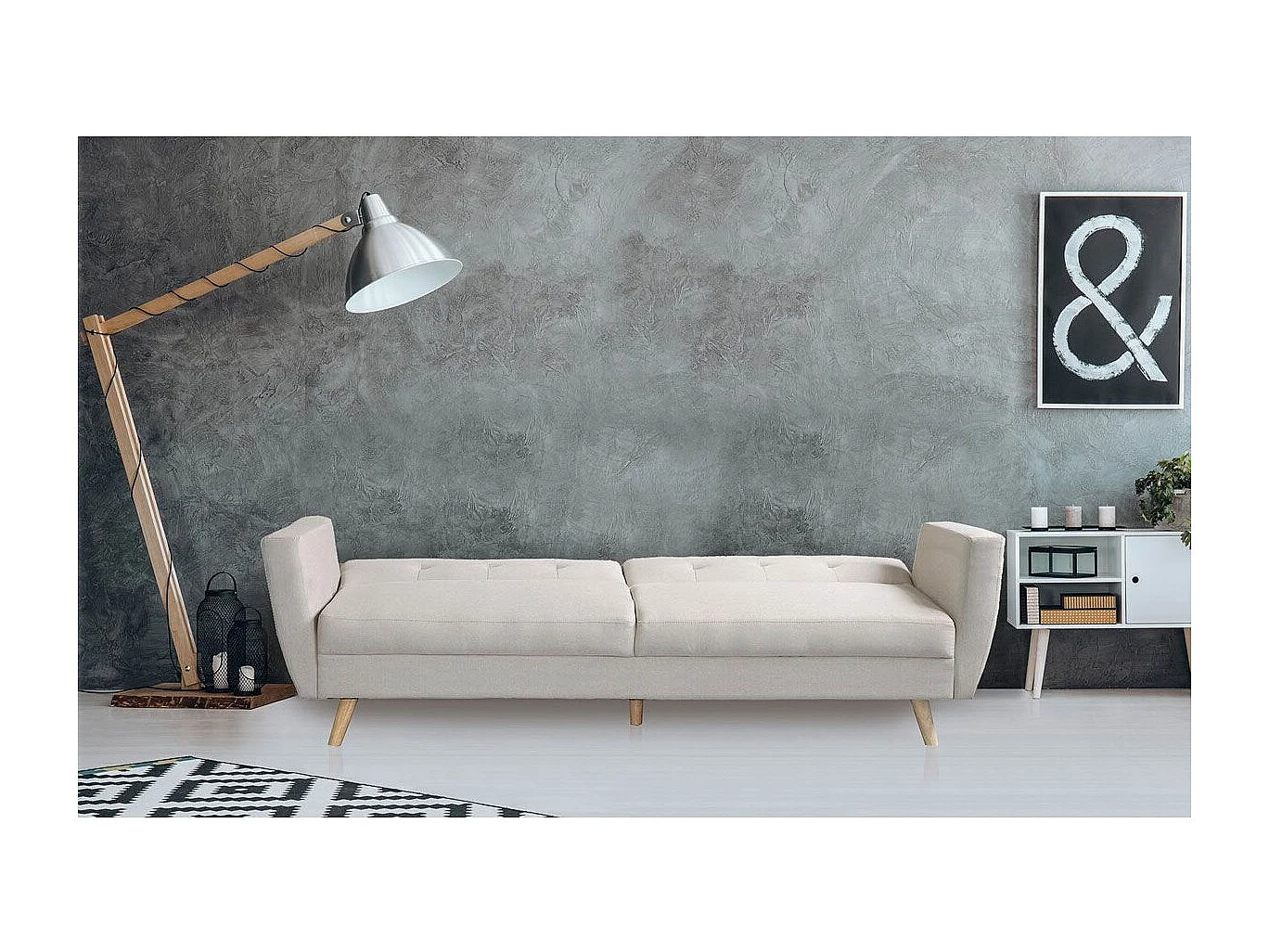 Canapé Scandinave Convertible "Garry" 220cm Beige