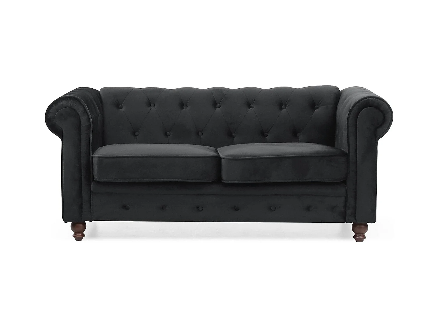Canapé 2 Places Velours "Chesterfield" 158cm Noir
