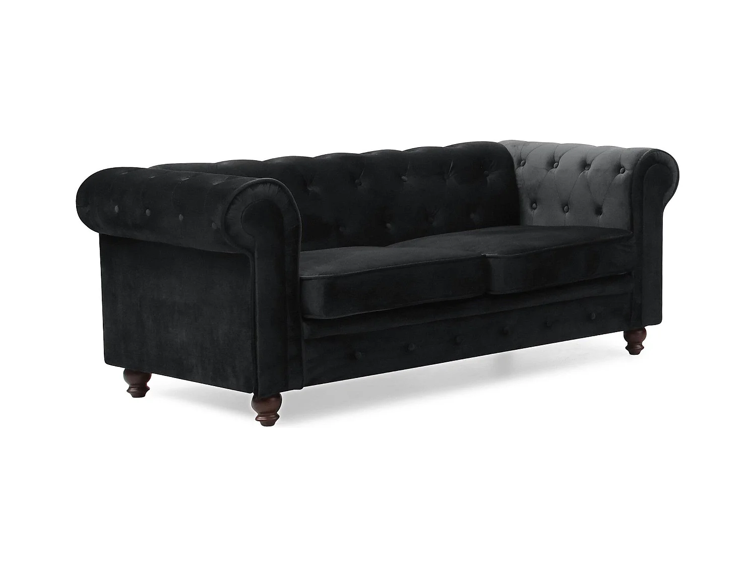 Canapé 2 Places Velours "Chesterfield" 158cm Noir
