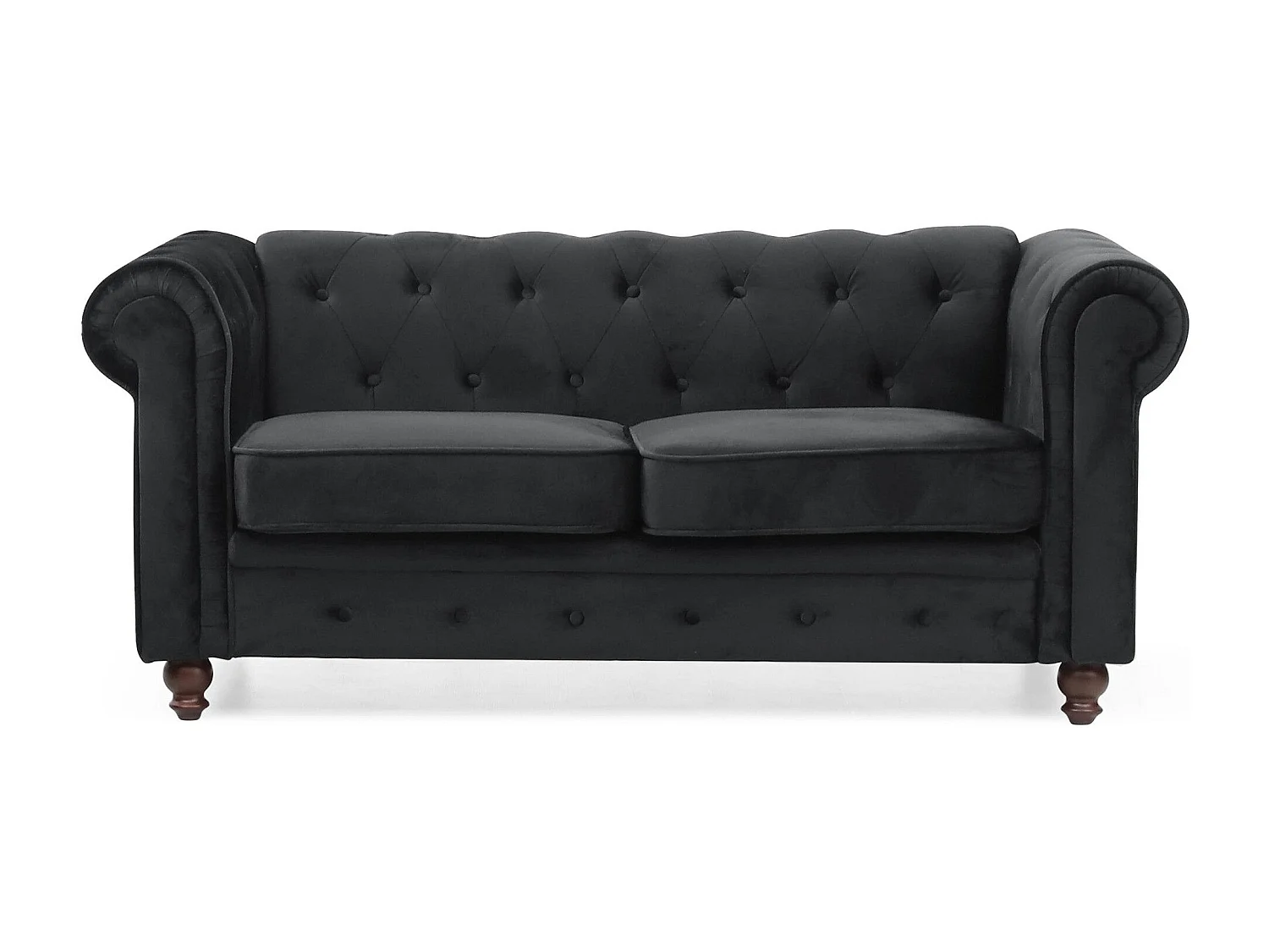 Canapé 2 Places Velours "Chesterfield" 158cm Noir