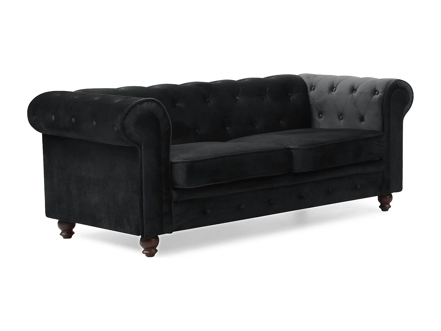 Canapé 2 Places Velours "Chesterfield" 158cm Noir