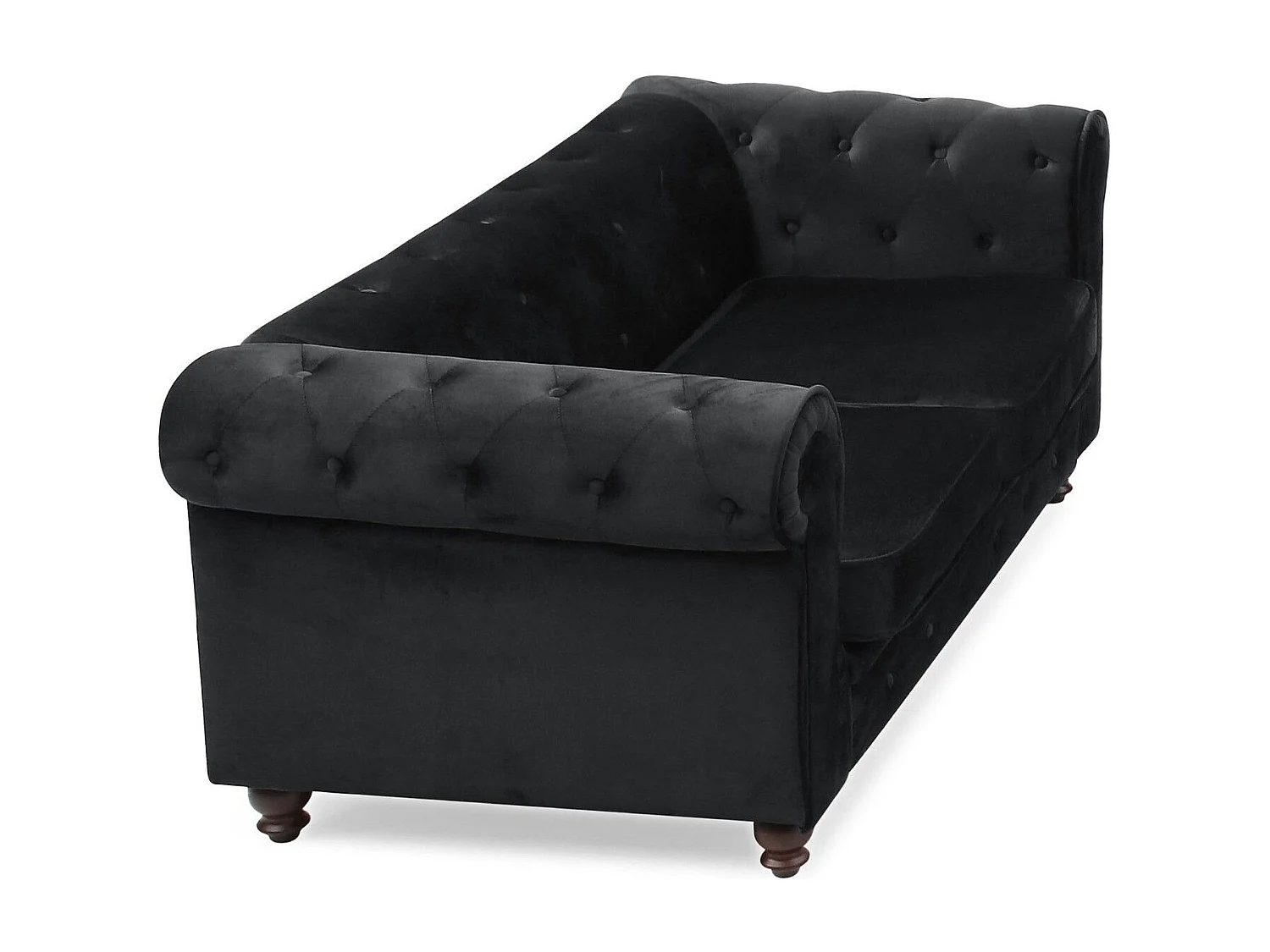 Canapé 2 Places Velours "Chesterfield" 158cm Noir