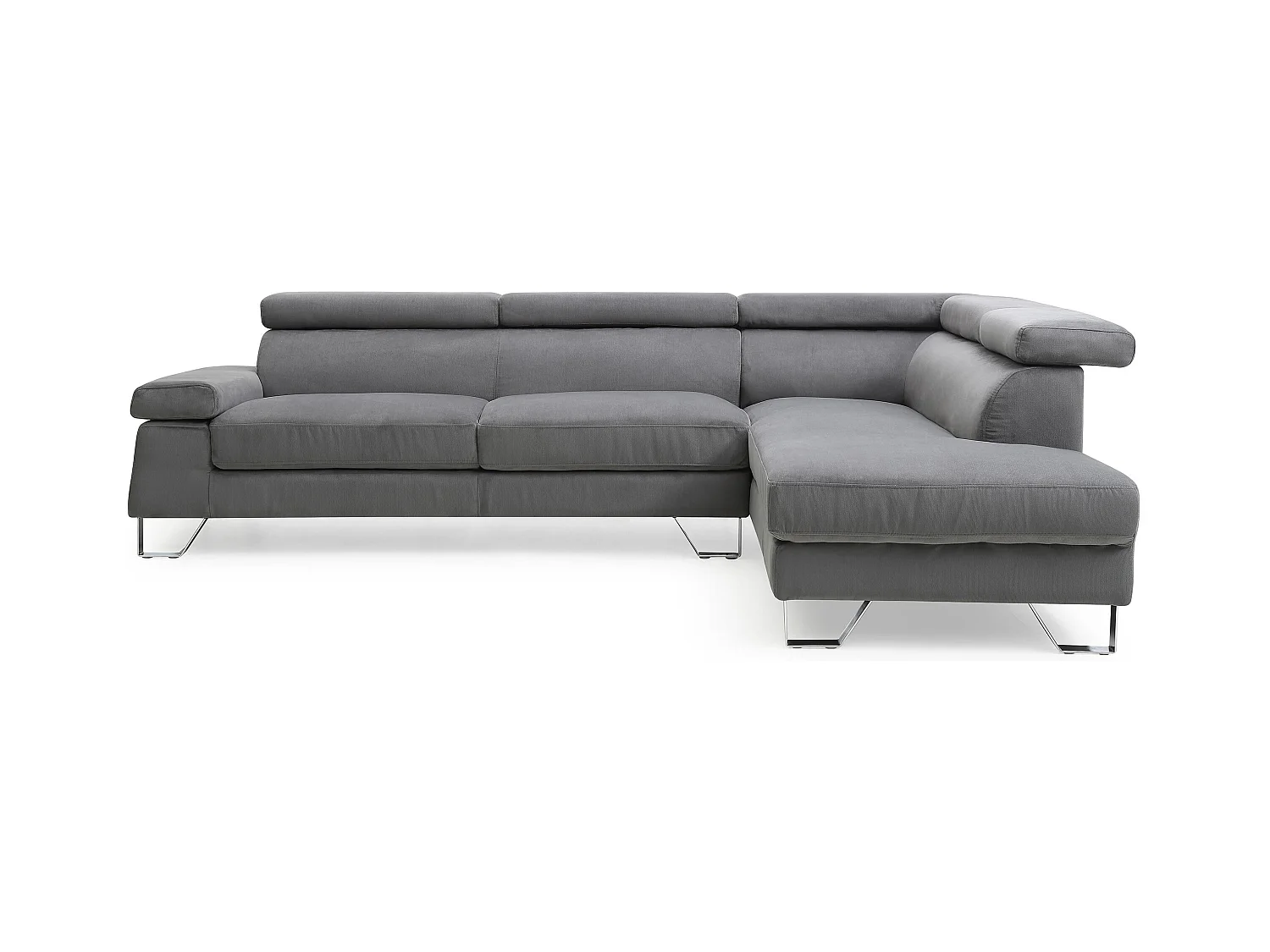 Canapé d'Angle Droit en Velours "Xumi" 260cm Gris