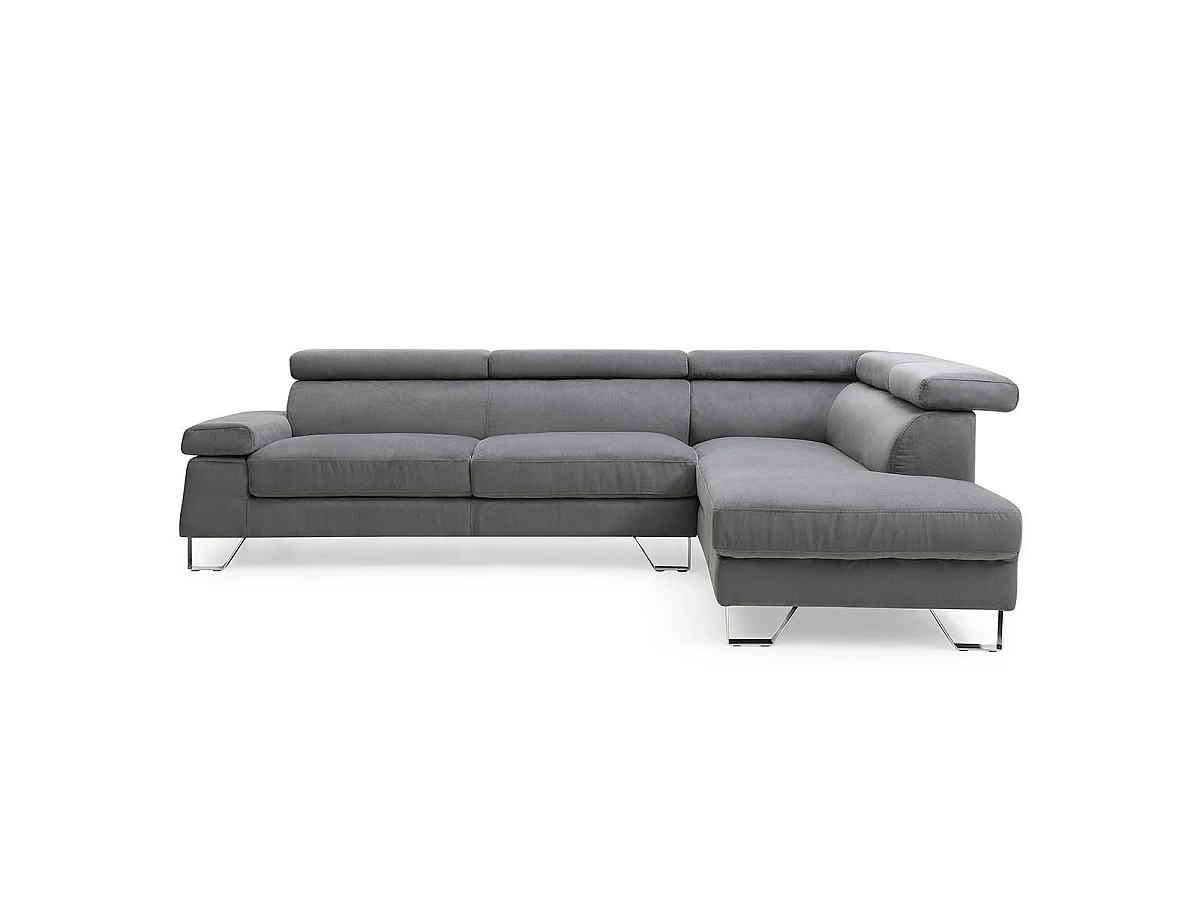 Canapé d'angle 5 places en velours gris XUMI