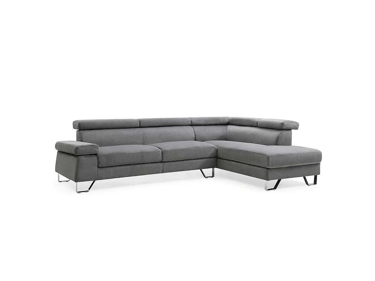 Canapé d'angle 5 places en velours gris XUMI