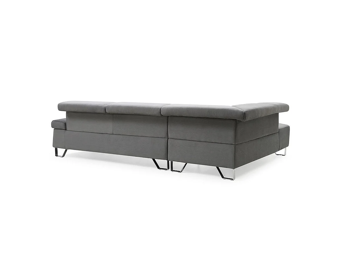 Canapé d'angle 5 places en velours gris XUMI