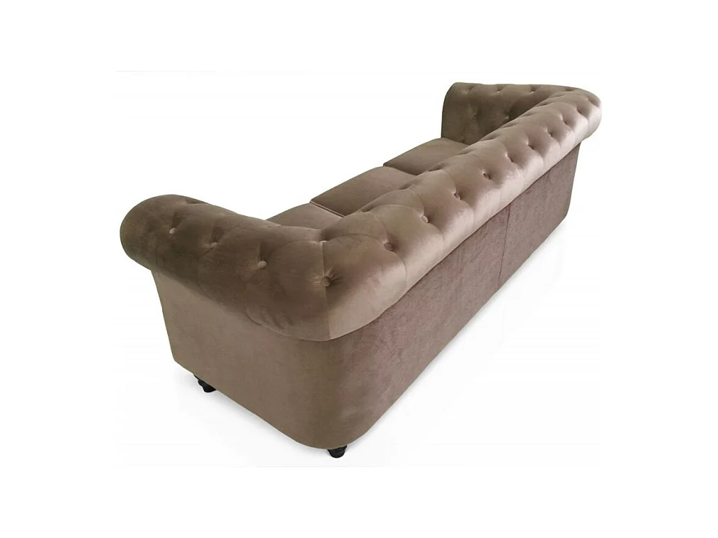 3-Sitzer Samtsofa "Chesterfield" Taupe, gemütlicher und eleganter Stil, 207 cm