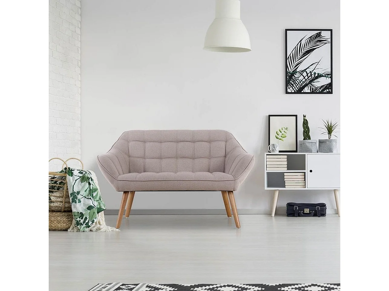 Canapé 2 Places Scandinave "Taone" 128cm Beige