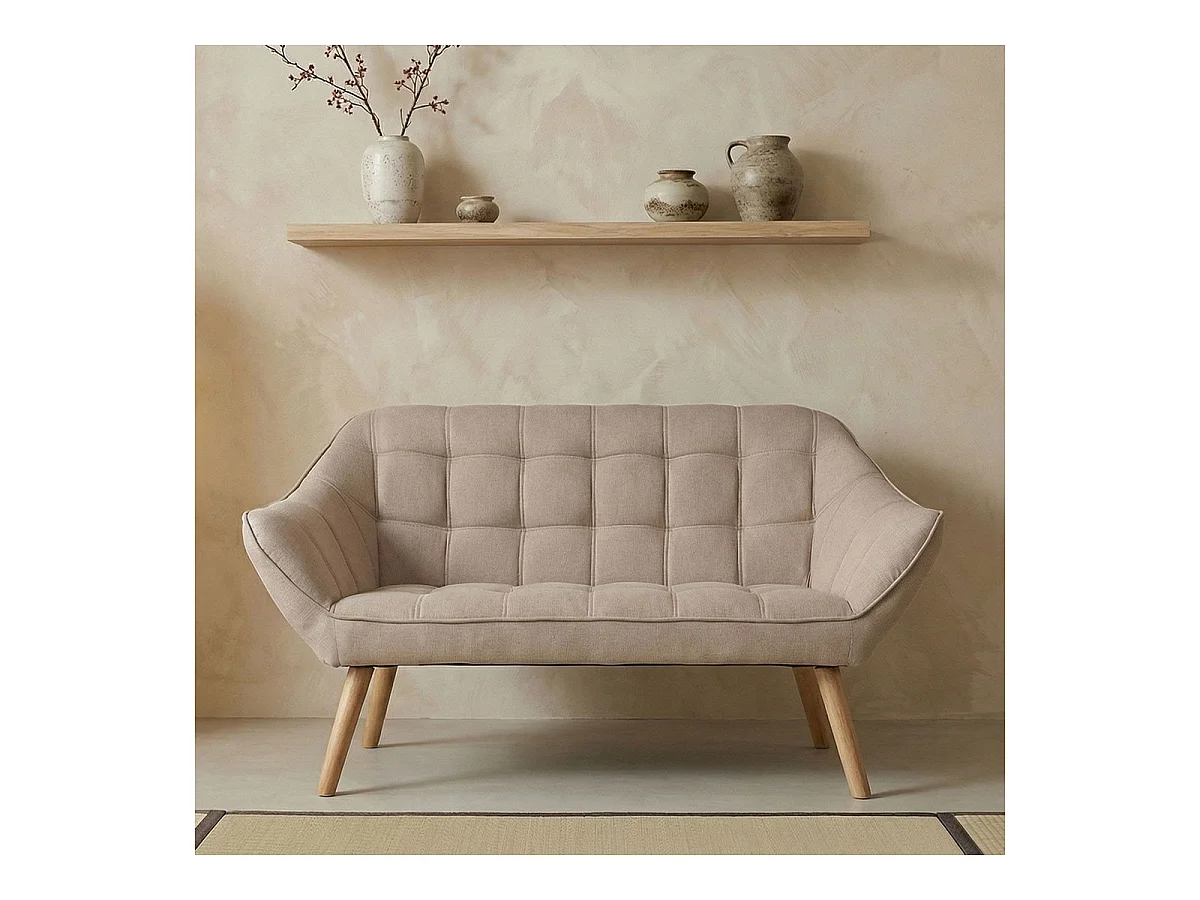 Canapé 2 places en microfibre beige TAONE