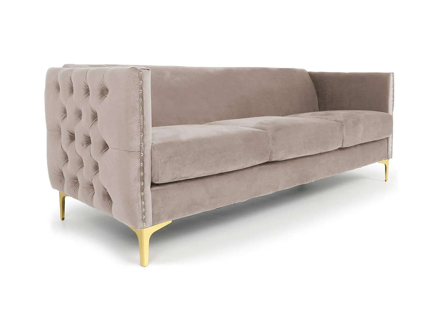 3-Sitzer Samtsofa "Suez" 204cm Taupe Elegant Bequemes Design