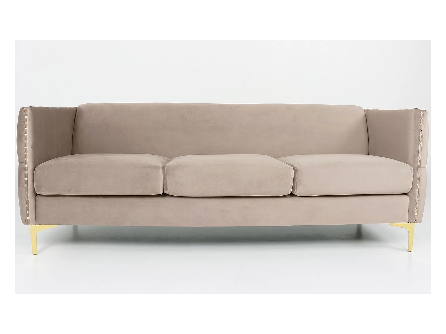 3-Sitzer Samtsofa "Suez" 204cm Taupe Elegant Bequemes Design