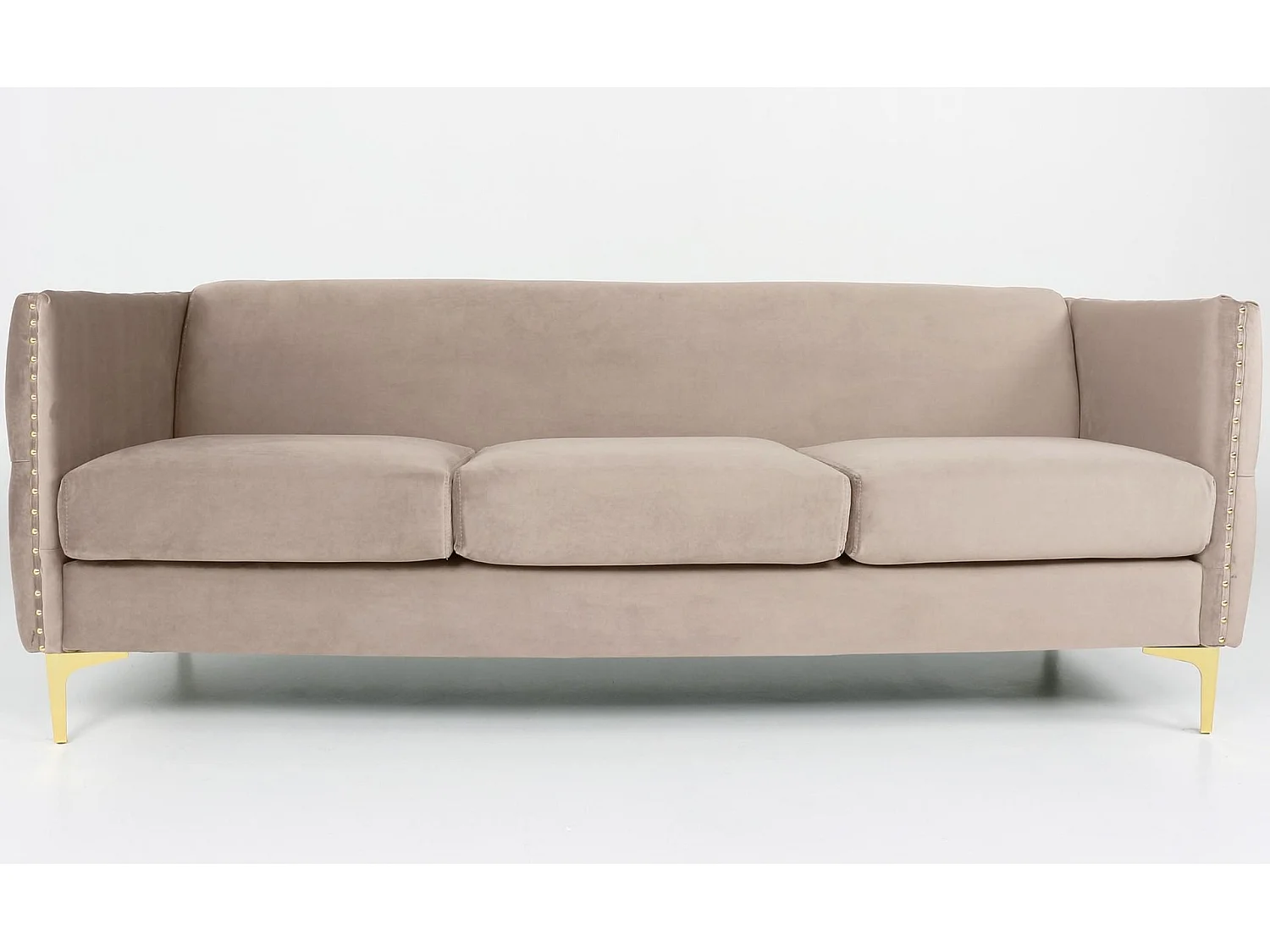 Canapé 3 Places en Velours "Suez" 204cm Taupe