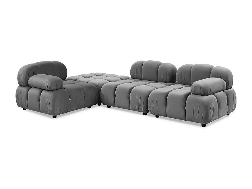 Canapé d'Angle Modulable Velours "Holly" 291cm Gris