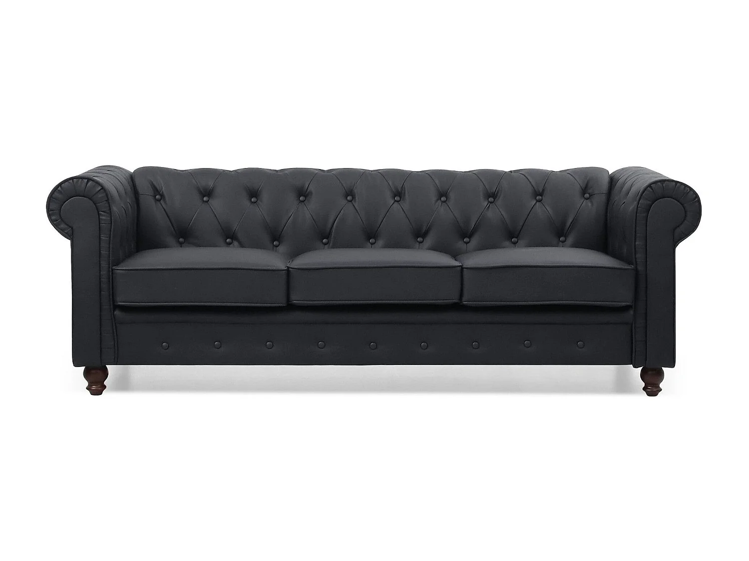 Canapé 3 Places "Chesterfield" 209cm Noir