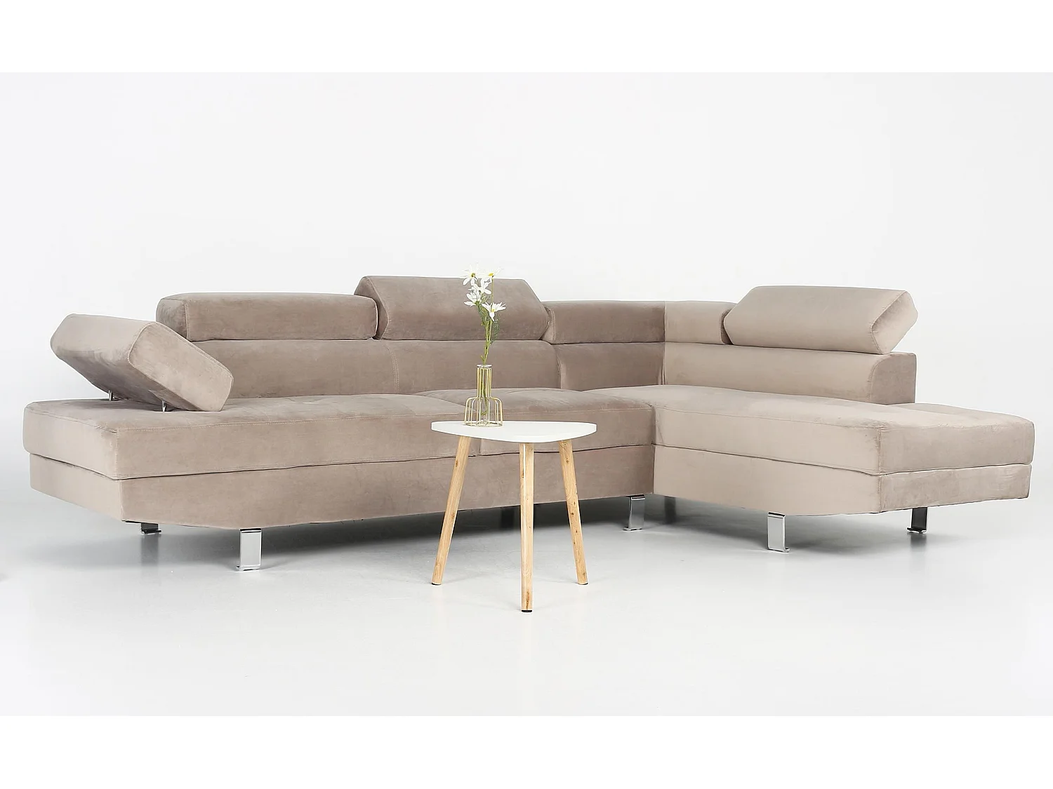 Canapé d'Angle Droit "Têtière" 260cm Taupe