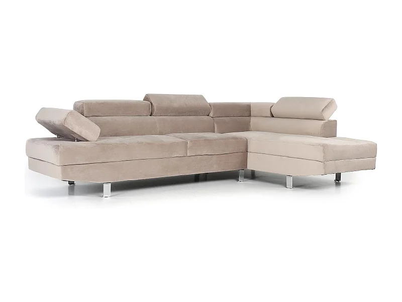 Canapé d'Angle Droit "Têtière" 260cm Taupe