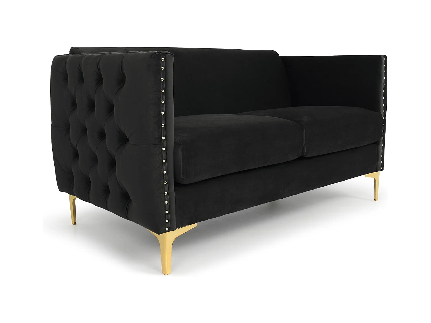 Canapé 2 Places en Velours "Suez" 145cm Noir