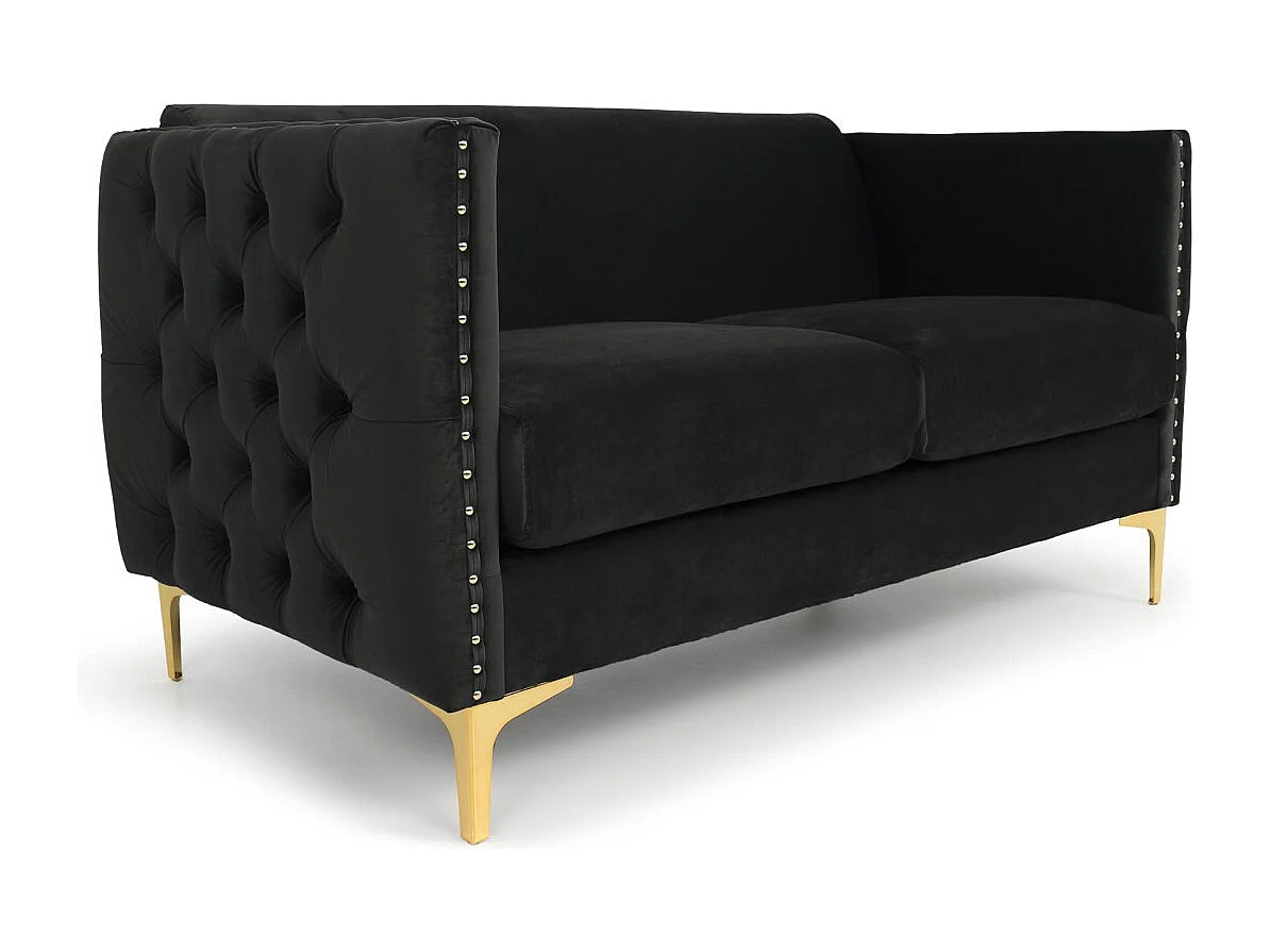 Canapé 2 Places en Velours "Suez" 145cm Noir