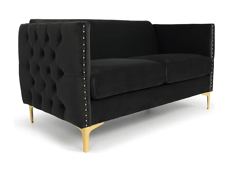 Canapé 2 Places en Velours "Suez" 145cm Noir