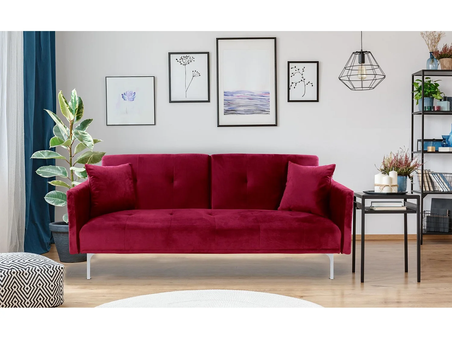 Canapé Convertible 3 Places "Lacla" 191cm Rouge