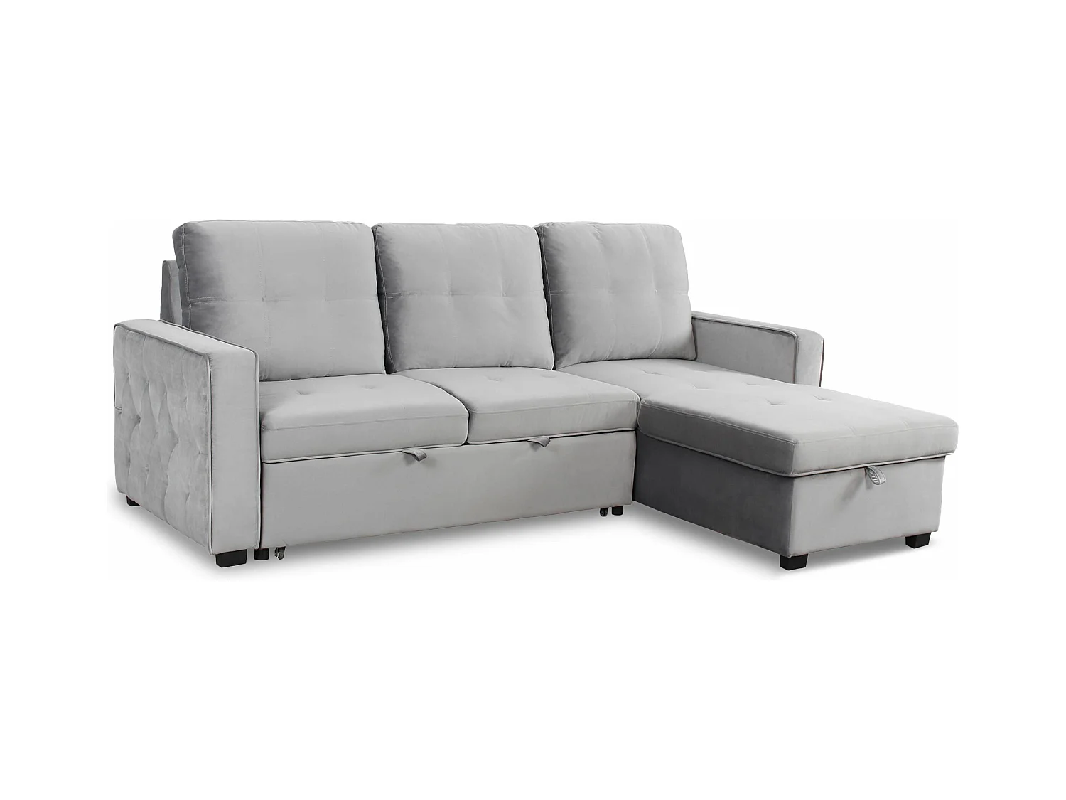 Divano letto angolare moderno Delacroix Velluto Argento