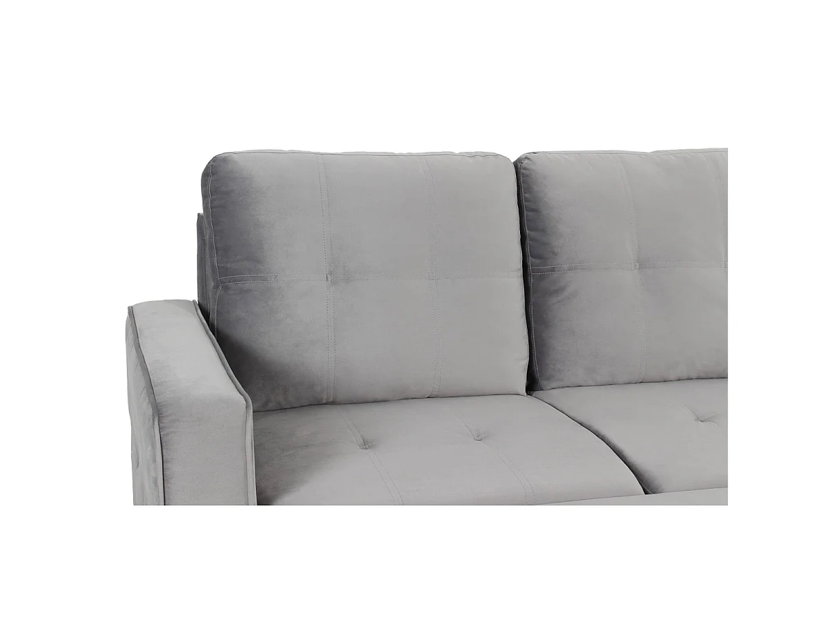 Canapé d'angle convertible 4 places en velours gris RABANO
