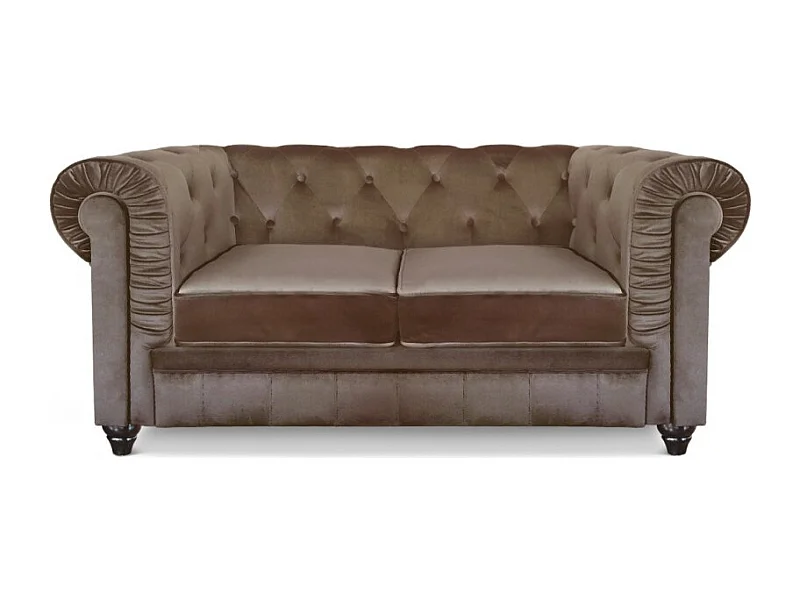 Zweisitzer Sofa aus Samt "Chesterfield" Taupe 157cm Stilvoll und Gemütlich