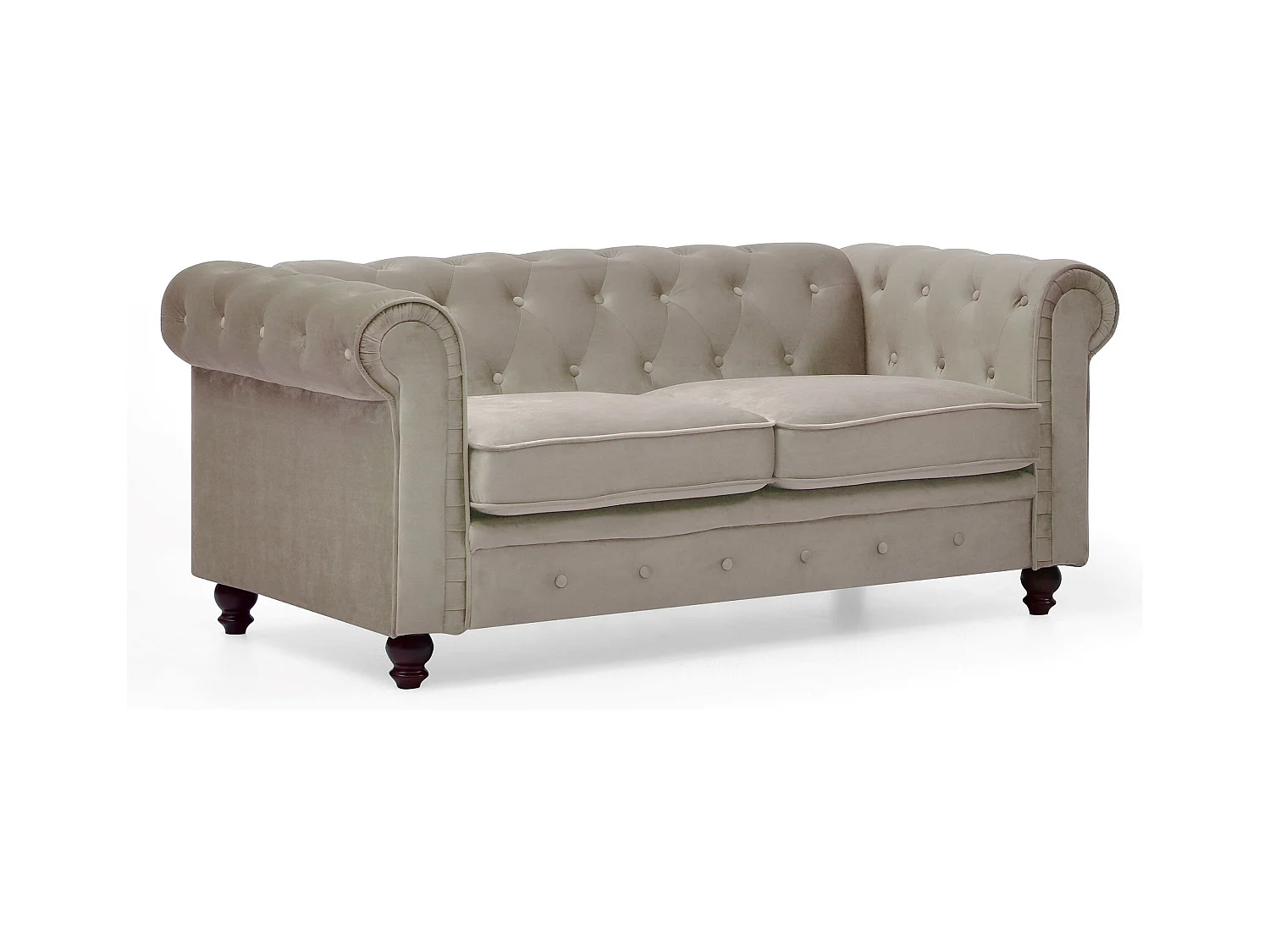 Zweisitzer Sofa aus Samt "Chesterfield" Taupe 157cm Stilvoll und Gemütlich