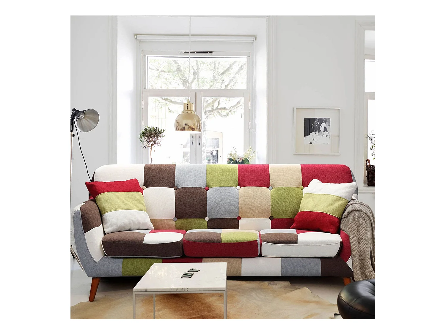 Divano Bombay scandinavo a 3 posti Multicolore