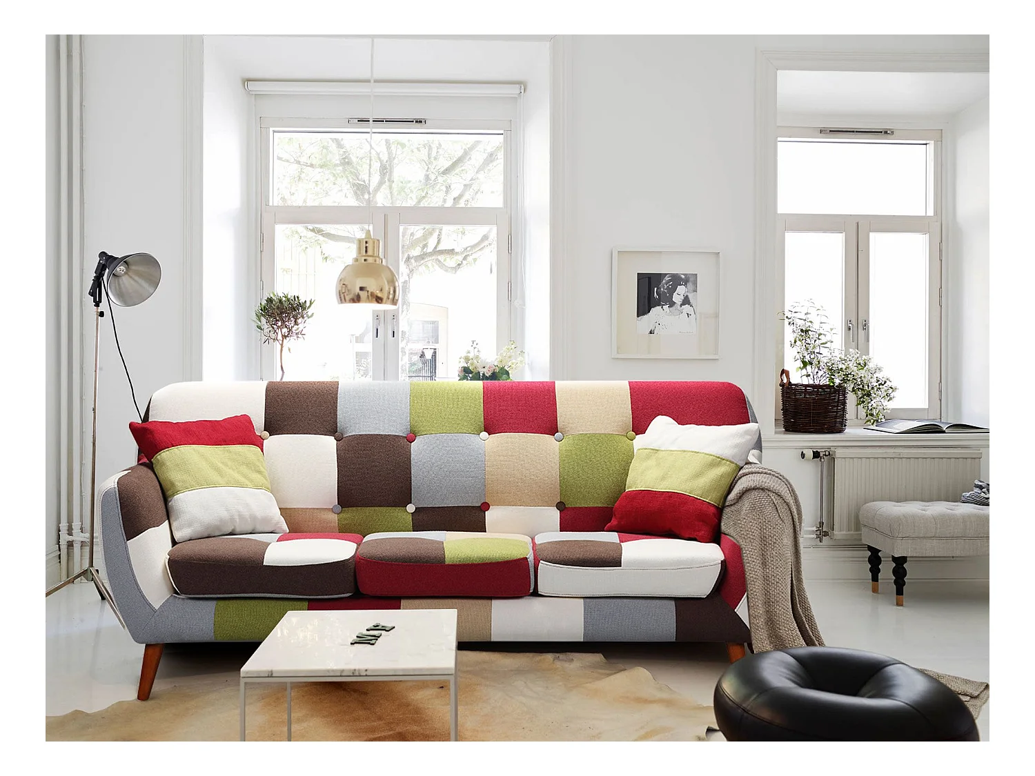 Divano Bombay scandinavo a 3 posti Multicolore