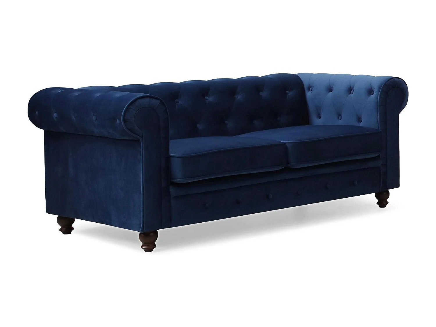 Canapé 2 Places Velours "Chesterfield" 157cm Bleu