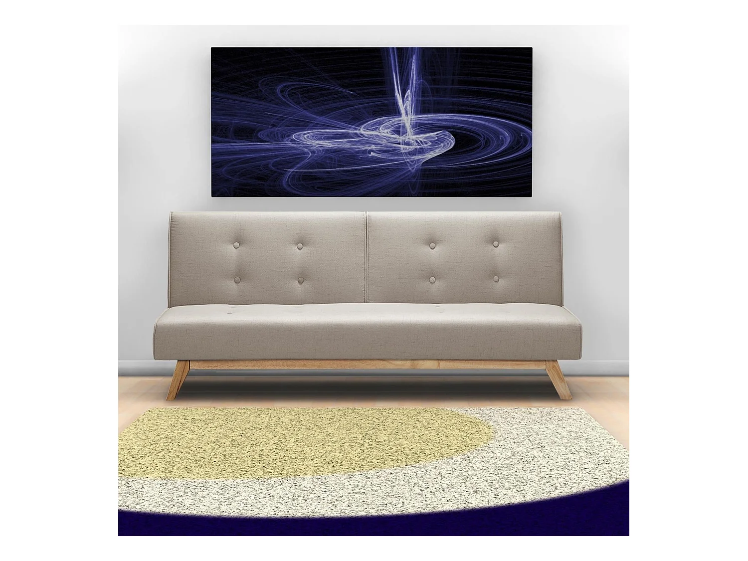 Skandinavisches Beiges Schlafsofa 3-Sitzer Stoff & Holz - Optimaler Komfort