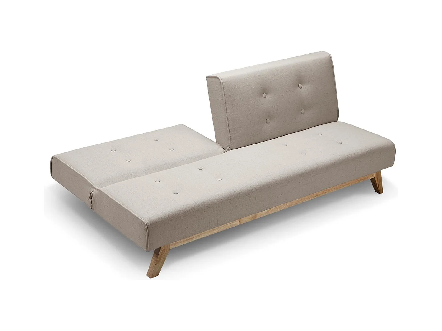 Skandinavisches Beiges Schlafsofa 3-Sitzer Stoff & Holz - Optimaler Komfort