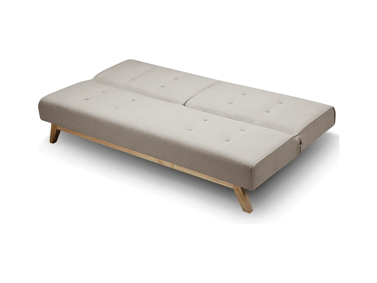 Skandinavisches Beiges Schlafsofa 3-Sitzer Stoff & Holz - Optimaler Komfort