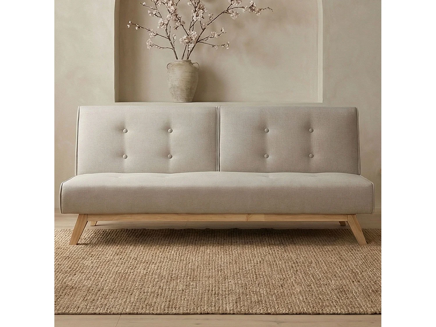 Canapé Convertible "Jeanot" 180cm Beige