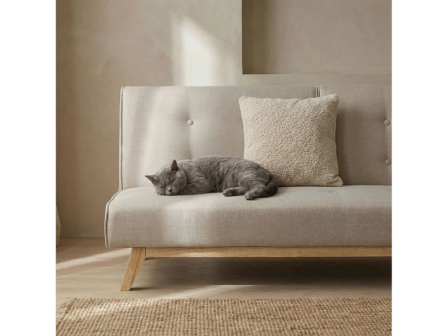 Canapé Convertible "Jeanot" 180cm Beige