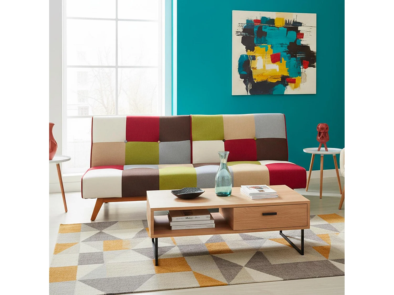 Canapé Convertible "Jeanot" 180cm  Multicolore