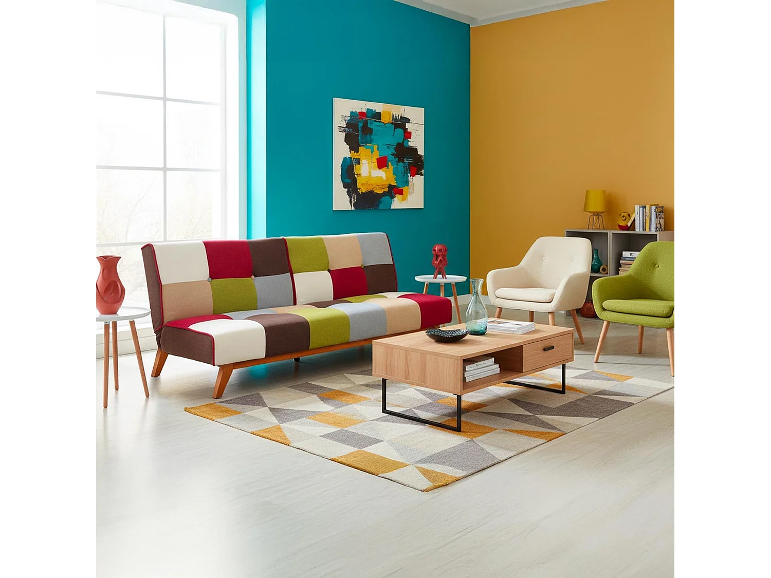 Canapé Convertible "Jeanot" 180cm  Multicolore