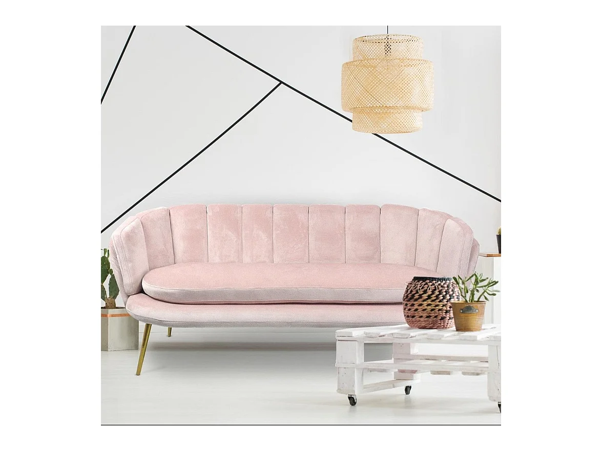 Rosa Samtsofa 3-Sitzer Modernes Design Muschel 185cm