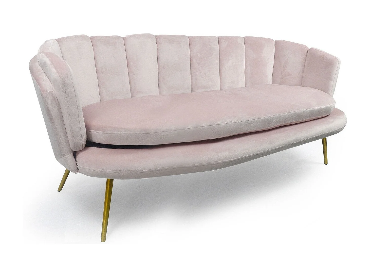 Rosa Samtsofa 3-Sitzer Modernes Design Muschel 185cm