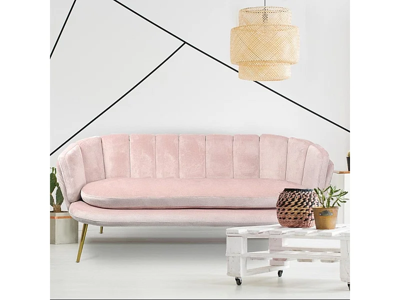 Rosa Samtsofa 3-Sitzer Modernes Design Muschel 185cm