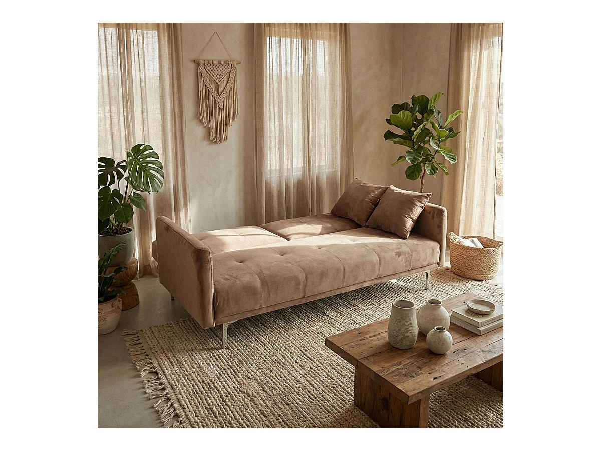 Canapé Convertible 3 Places "Lacla" 191cm Taupe