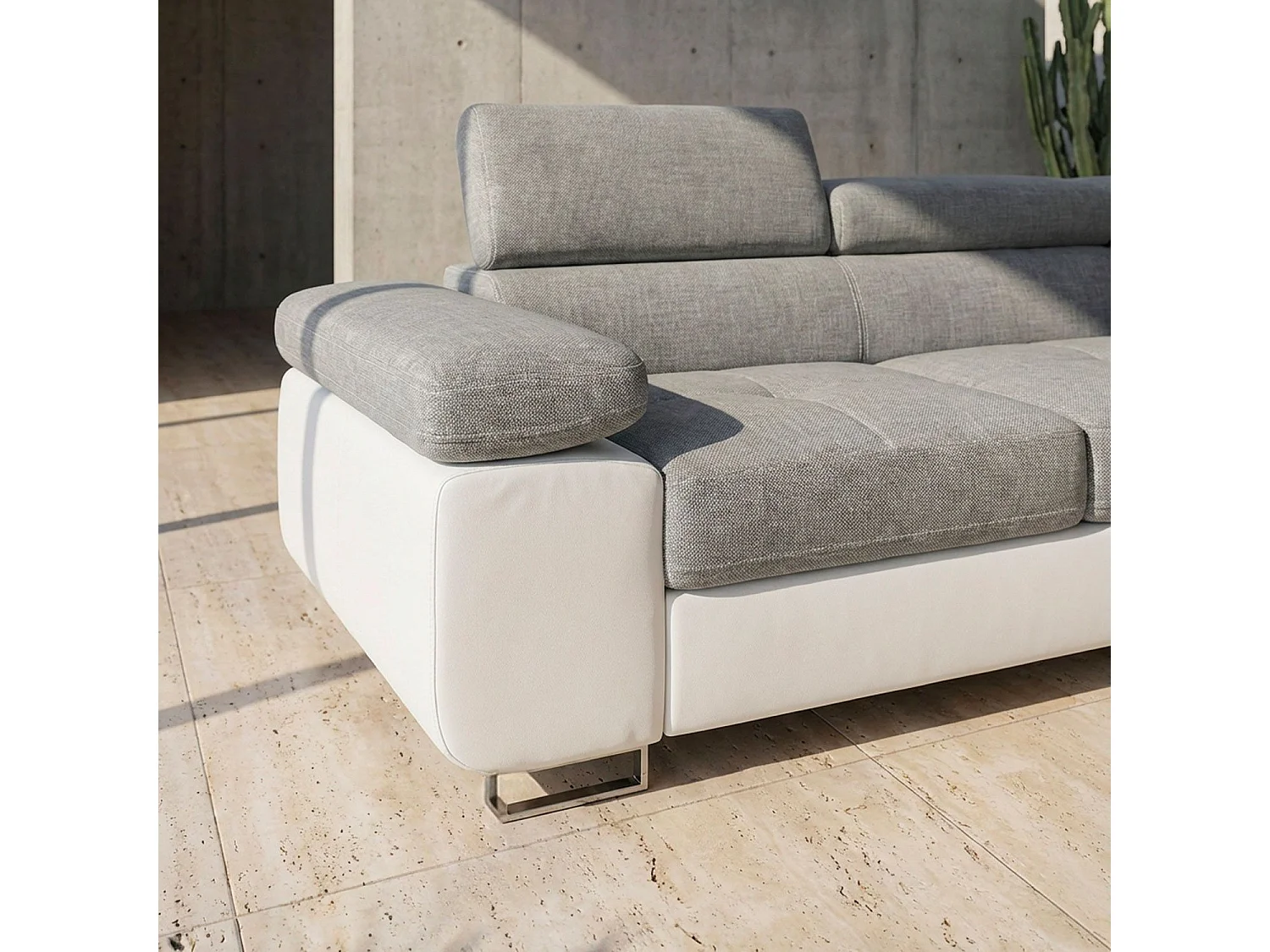 Canapé d'Angle Droit Convertible "Marius" 275cm Gris